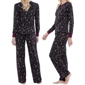 Pajamagram Women's Valentines Wine Down Love & Wine Print PJ Pajama Set